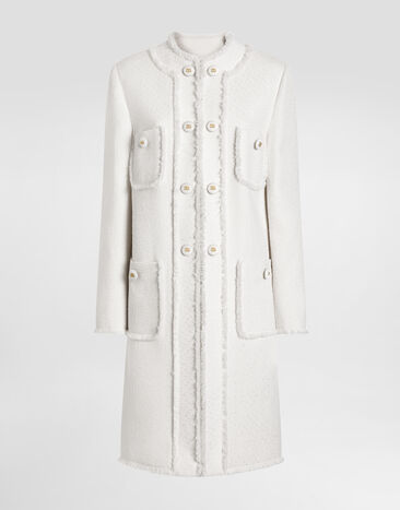 Dolce & Gabbana Single-breasted raschel tweed coat White F0C3UTHUMUA
