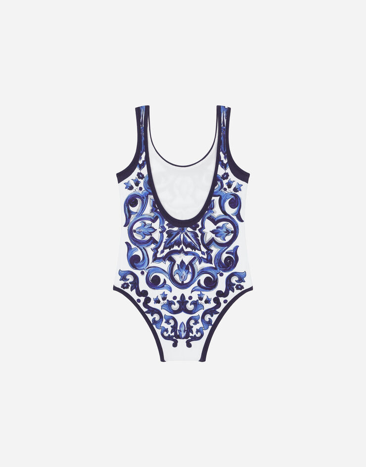 DolceGabbanaSpa Majolica-print one-piece swimsuit Multicolor L2J812G7EW6