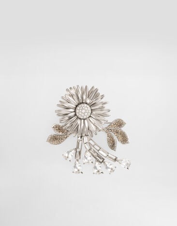 Dolce & Gabbana Flower brooch with rhinestones Silver WPR7F2W1111