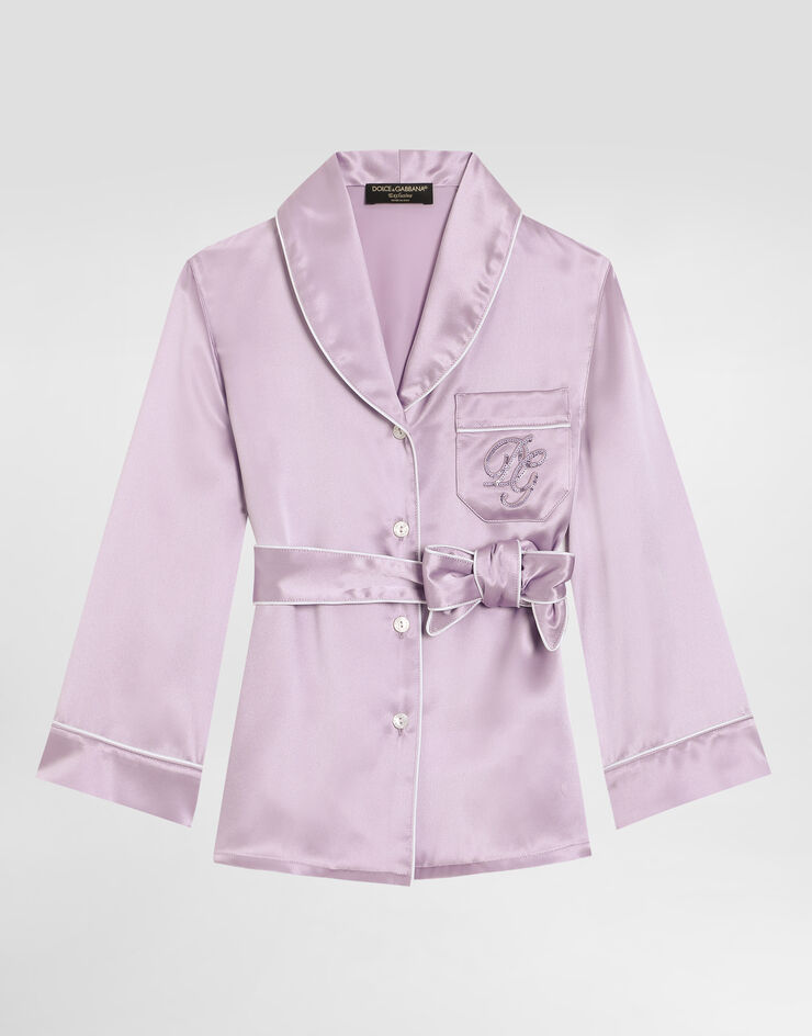 Dolce & Gabbana Camicia vanity con logo dg ricamato Multicolore L55S84G7O9L