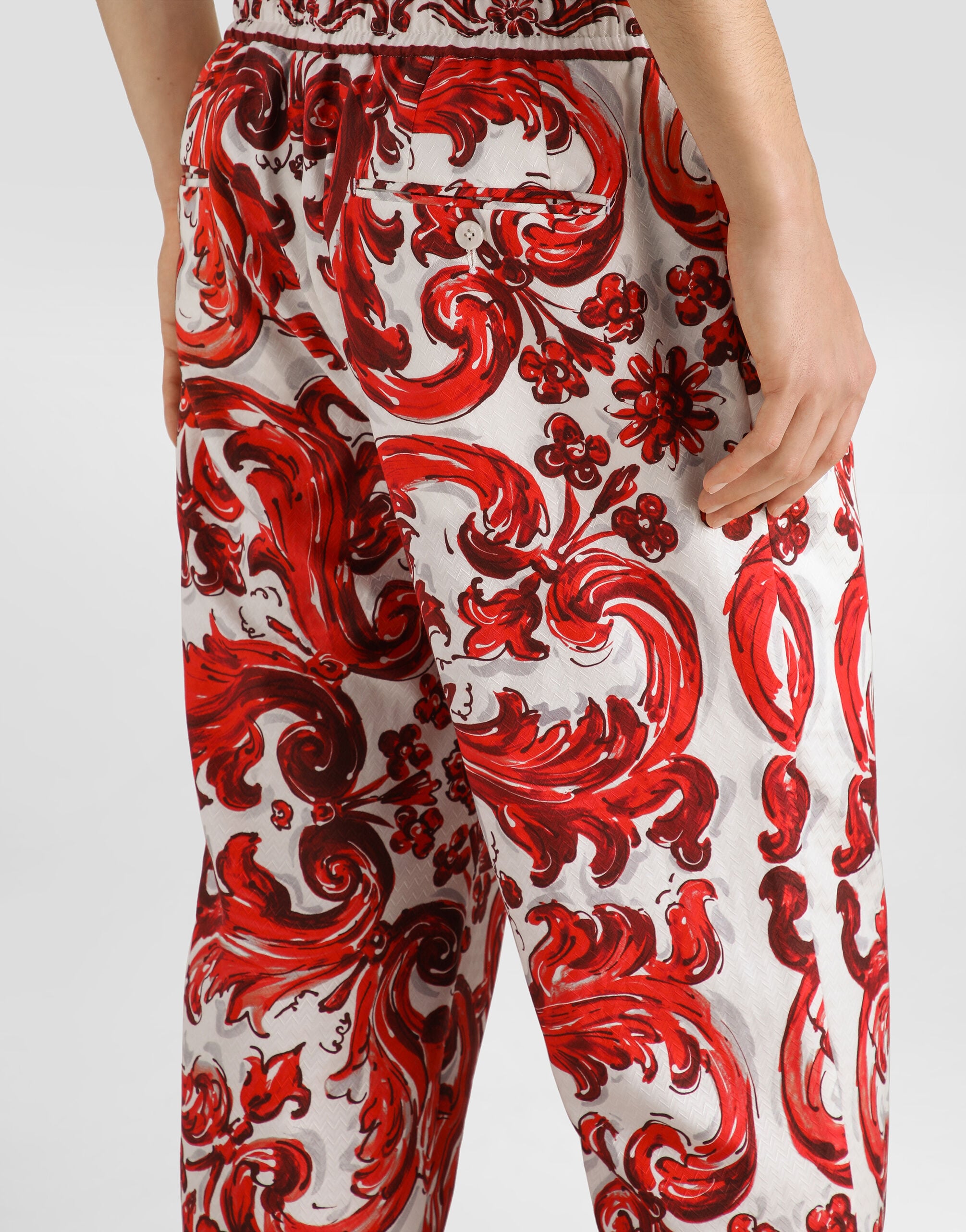 Majolica-print jacquard jogging trousers in Multicolor for Men