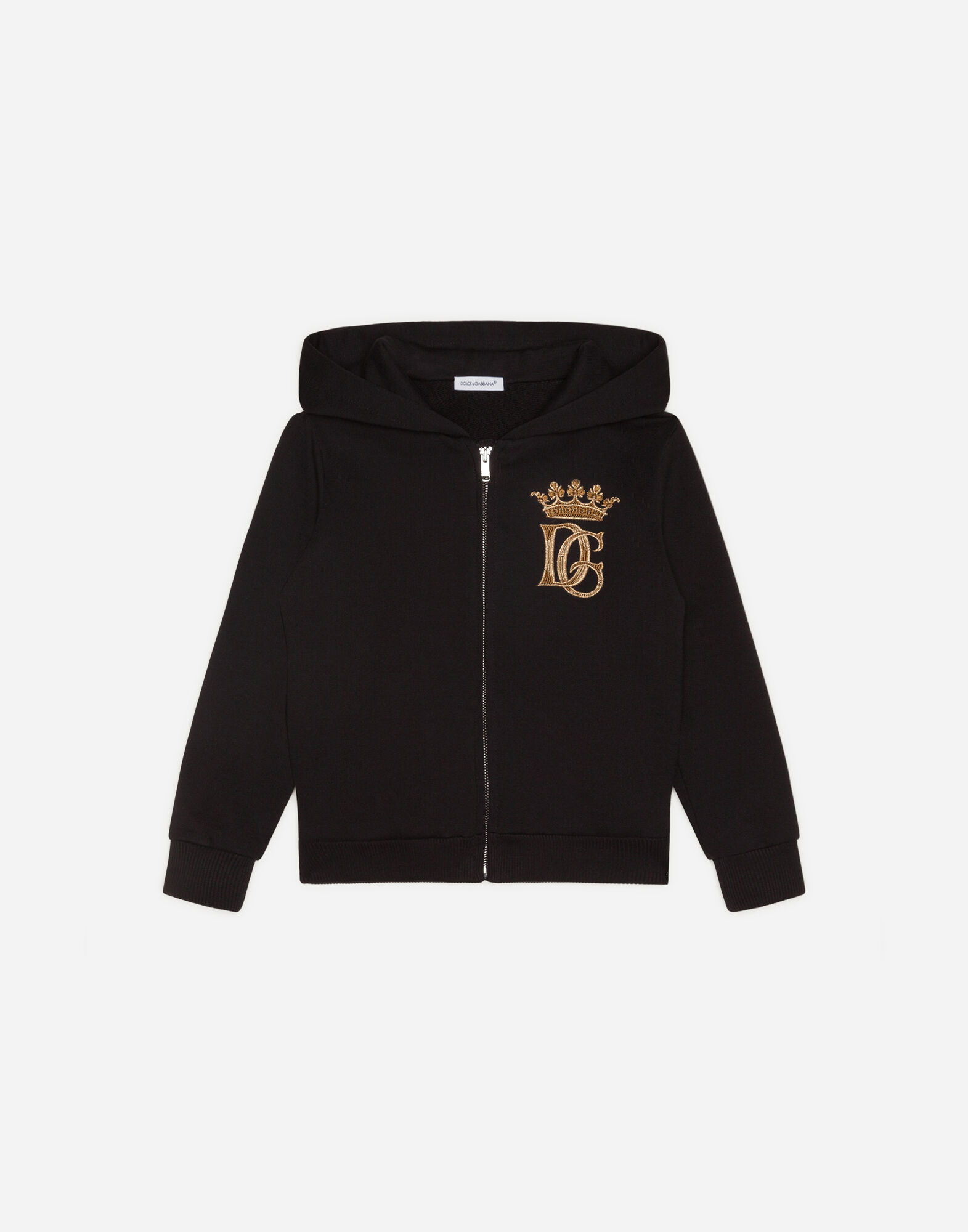 Dolce and gabbana online embroidered logo hooded sweatshirt