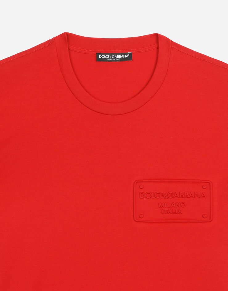 Tshirt with embossed Dolce&Gabbana tag in Red for Dolce&Gabbana®