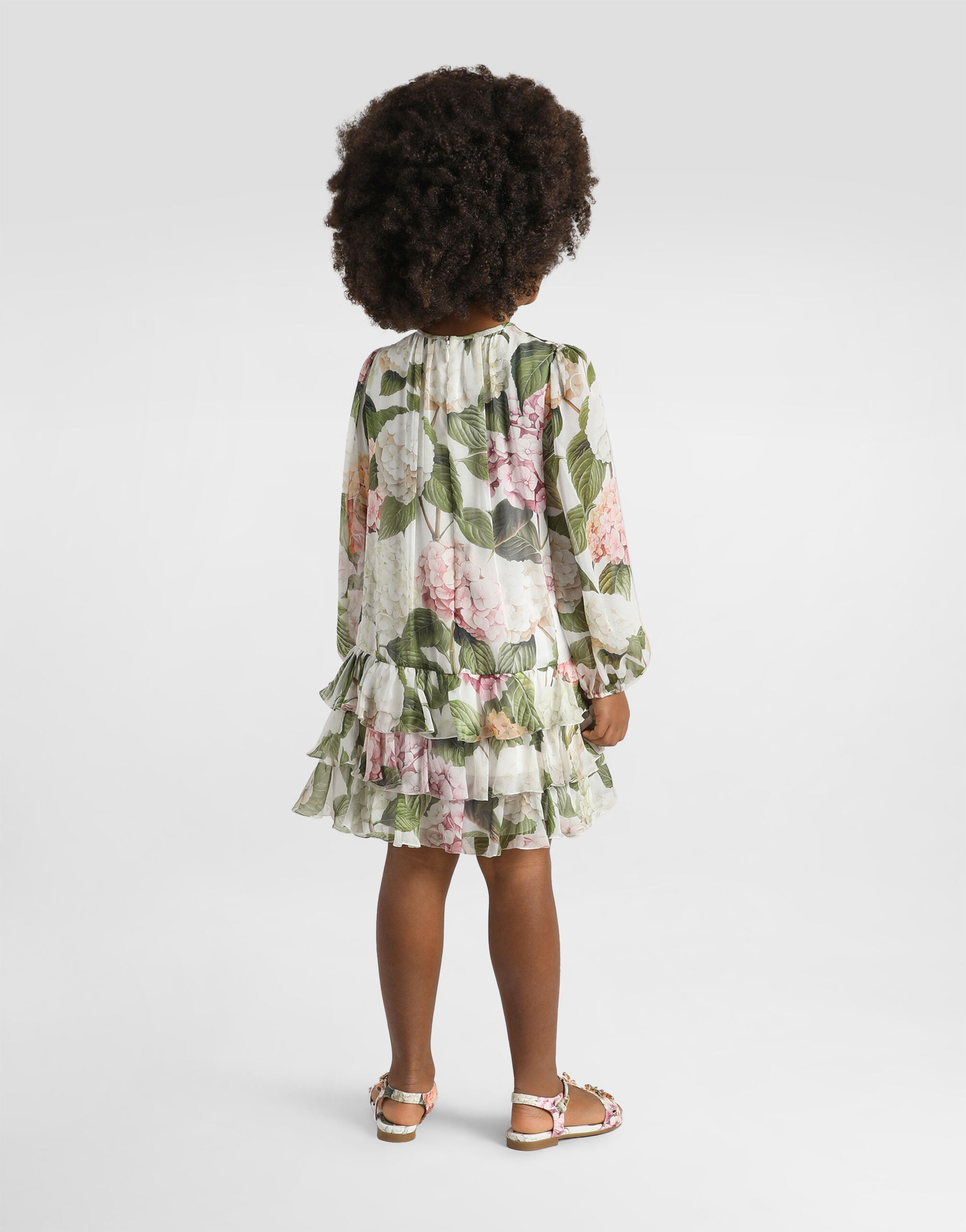 Multicolorのガールズ Hydrangea-print chiffon dress | Dolce&Gabbana®