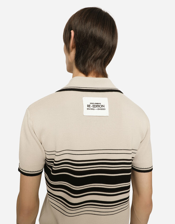 Dolce&Gabbana Wool polo-shirt with contrasting stripes Multicolor GXQ82TJCVG4