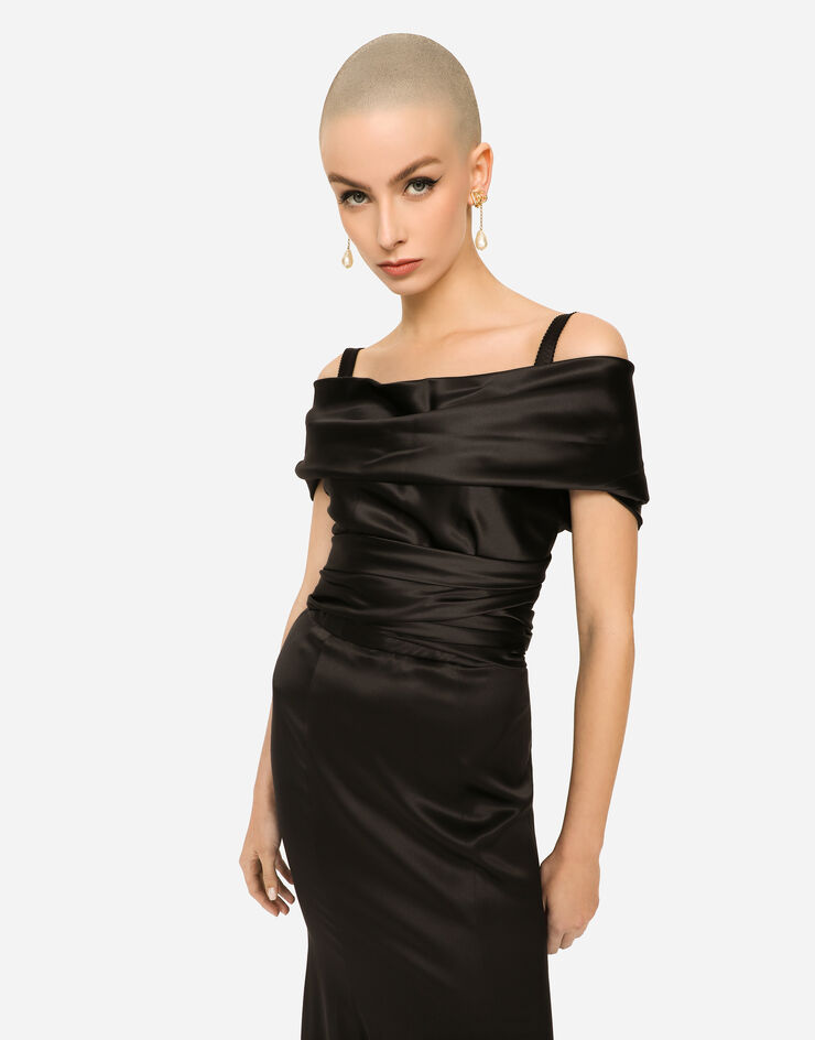 Dolce & Gabbana Long satin dress NERO F6H2GTFUAEB