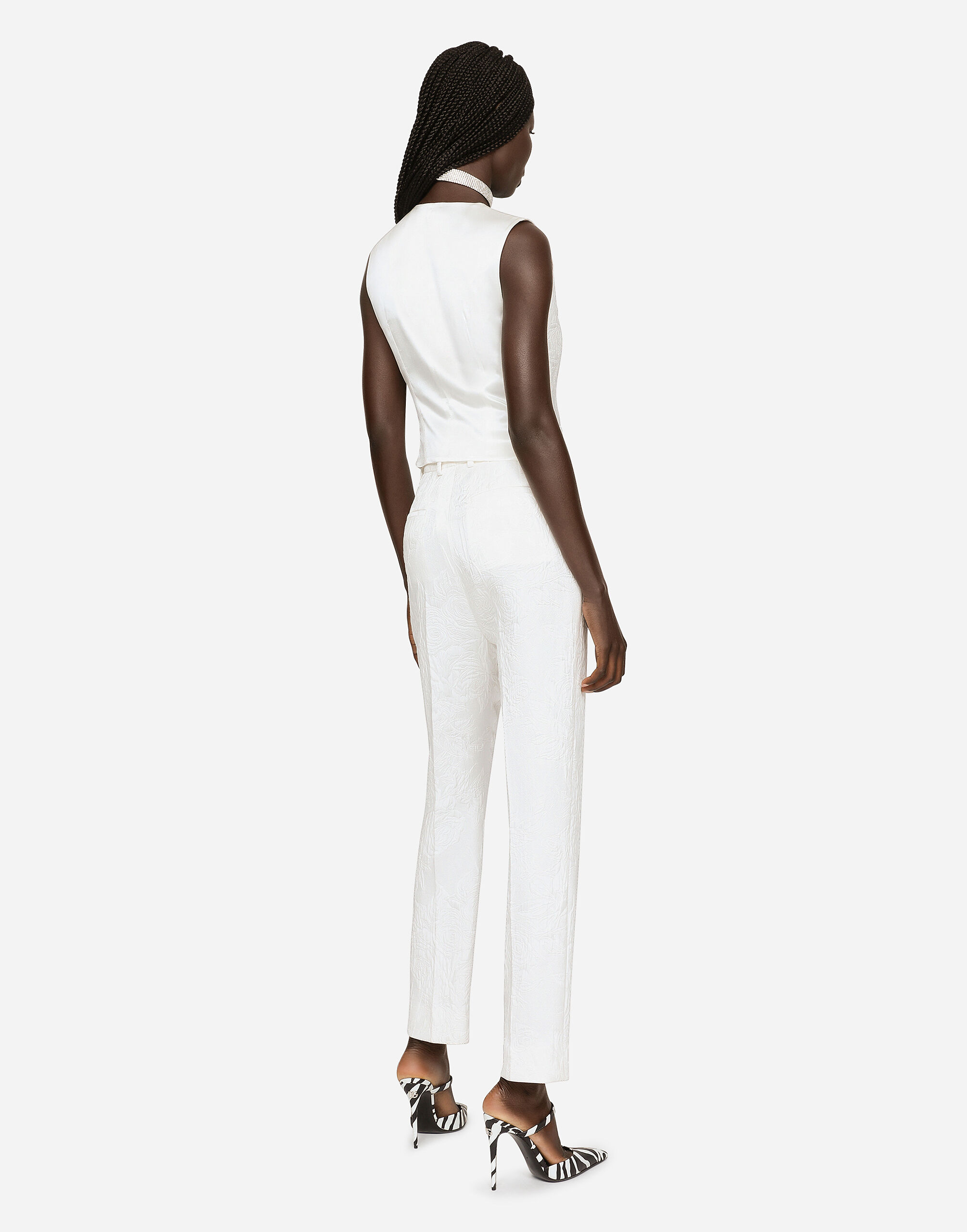 Dolce & Gabbana フラワー シルクツイルパンツ ホワイト Floral brocade trousers in White for Women | Dolce&Gabbana® US