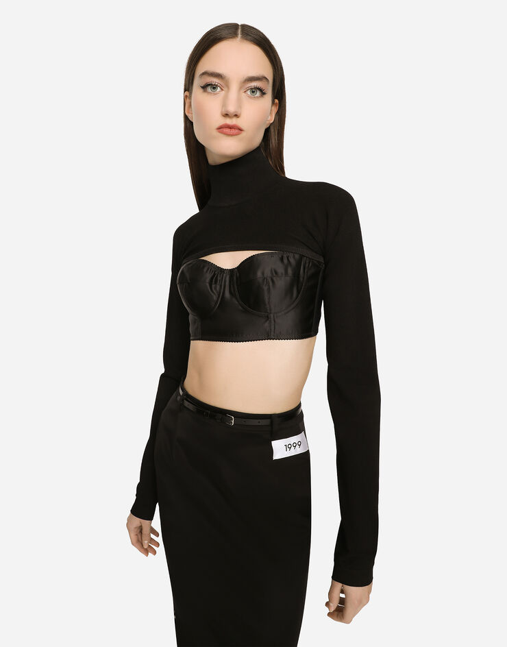 Dolce & Gabbana KIM DOLCE&GABBANA Viscose turtle-neck shrug Black FXK97TJFMB6
