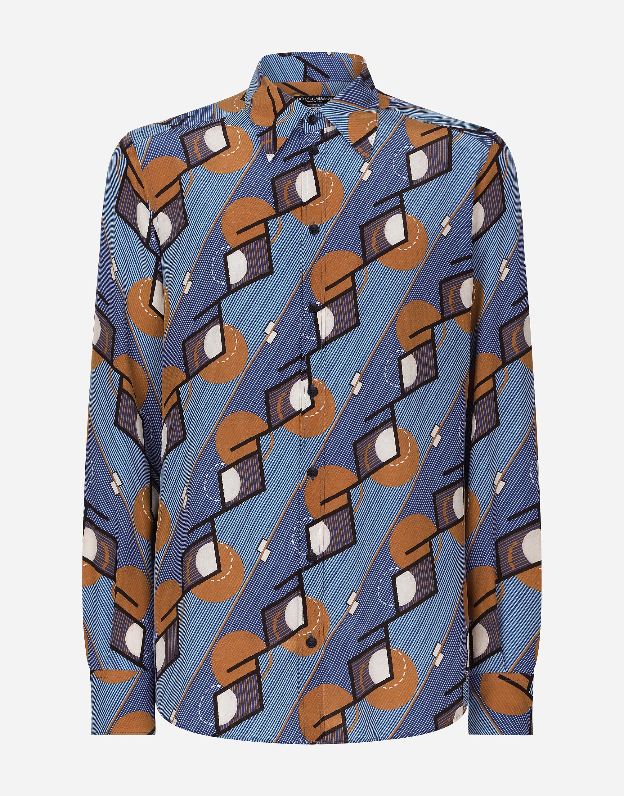 Dolce&Gabbana Printed silk Martini-fit shirt Multicolor G038TTFJPAF