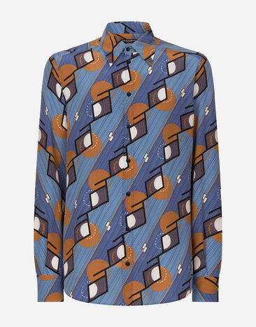 Dolce & Gabbana Printed silk Martini-fit shirt Multicolor GXP56TJFMA3