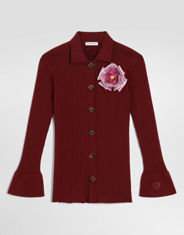 Dolce & Gabbana 골지 니트 폴로 셔츠 Bordeaux L5KWNLJDVIX