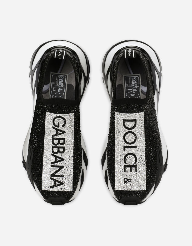 Fast sneakers with fusible rhinestones in White for Women | Dolce&Gabbana®