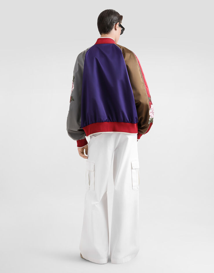 Dolce & Gabbana Blouson en satin à écusson Multicolore G9ZA9ZGJ063
