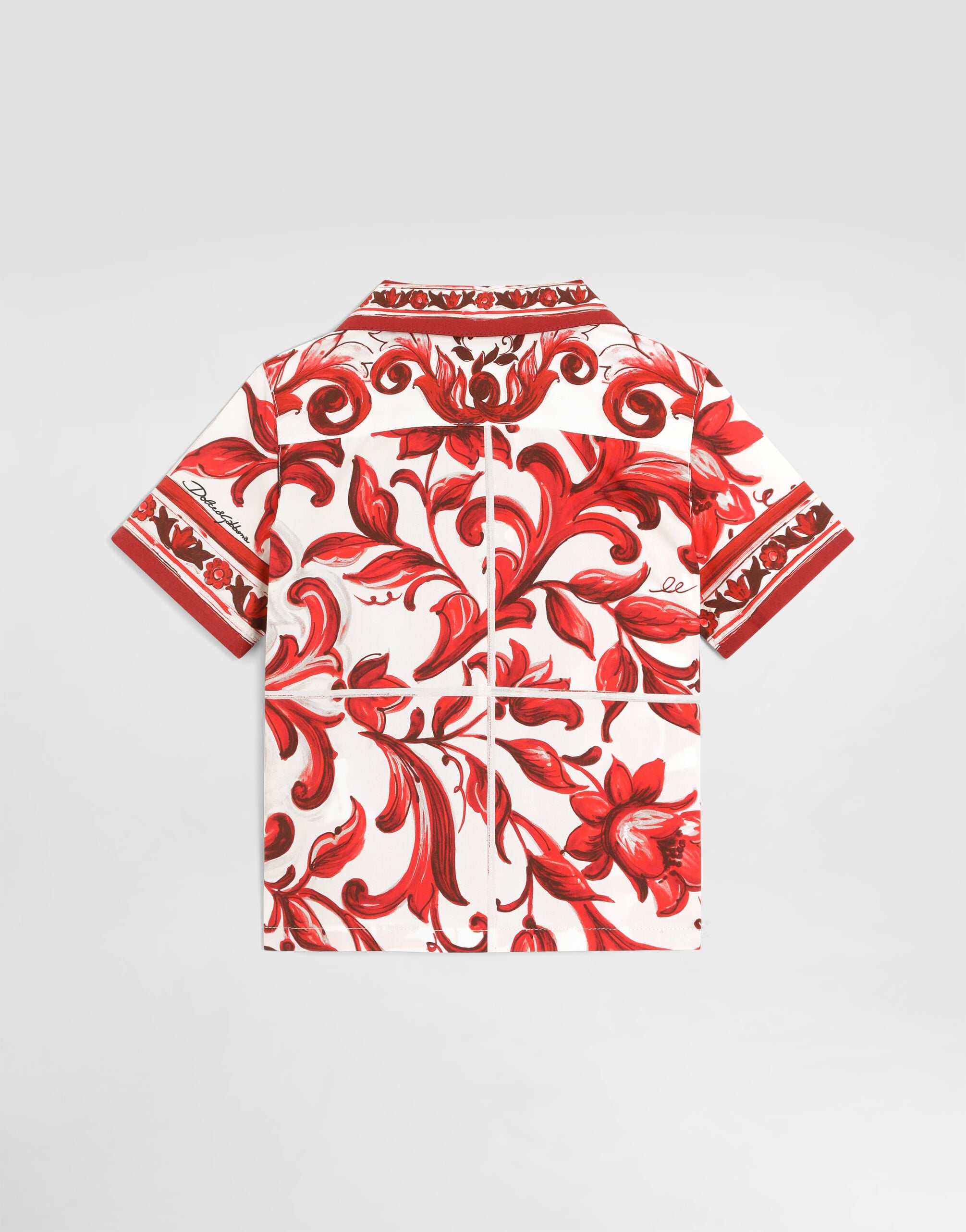 Majolica-print poplin shirt in Multicolor for Boys | Dolce&Gabbana® US
