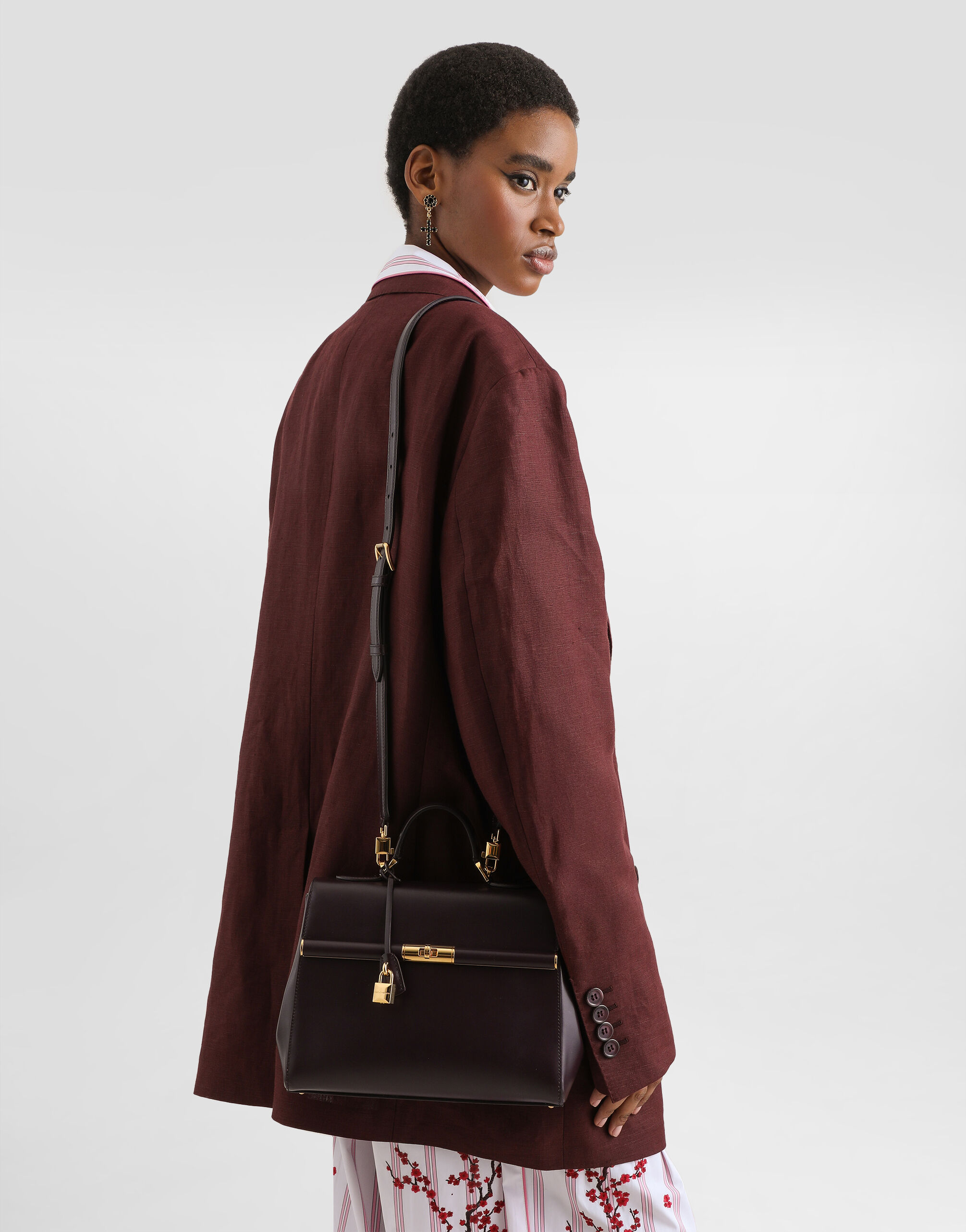 Marlene handbag in palmellato calfskin in Bordeaux for Women