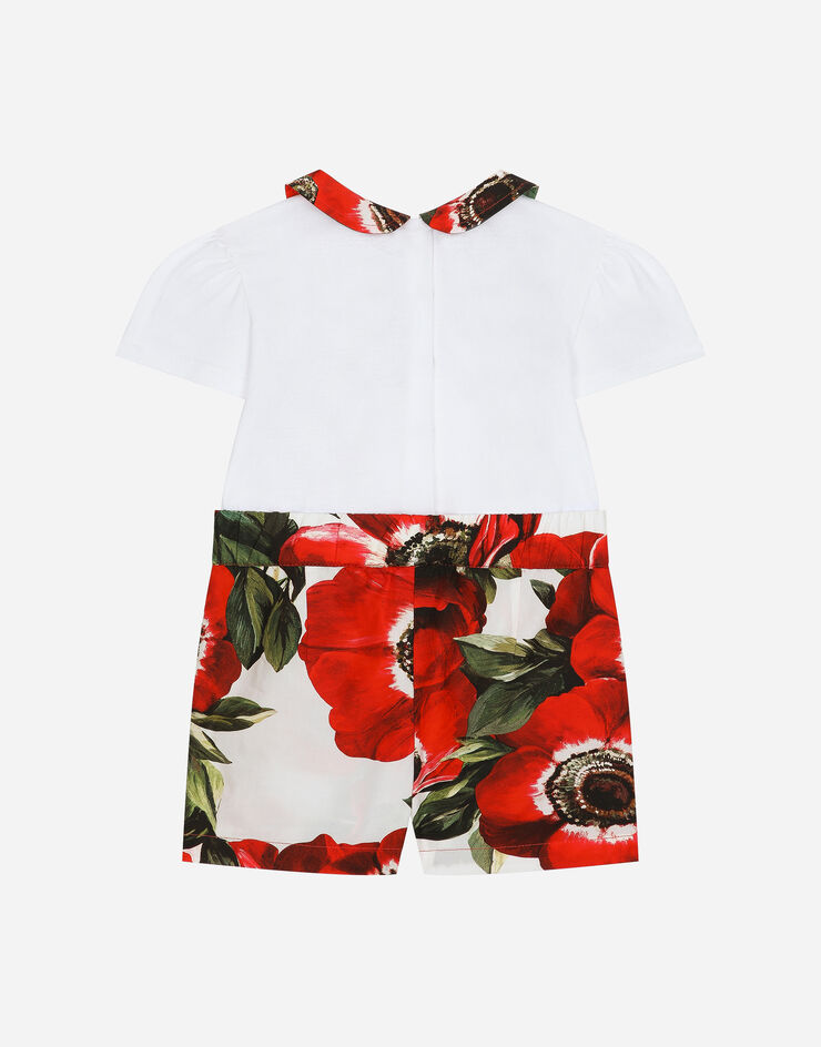 Dolce & Gabbana Tutina in jersey e popeline stampa fiore anemone Stampa L2JO2JG7M2D