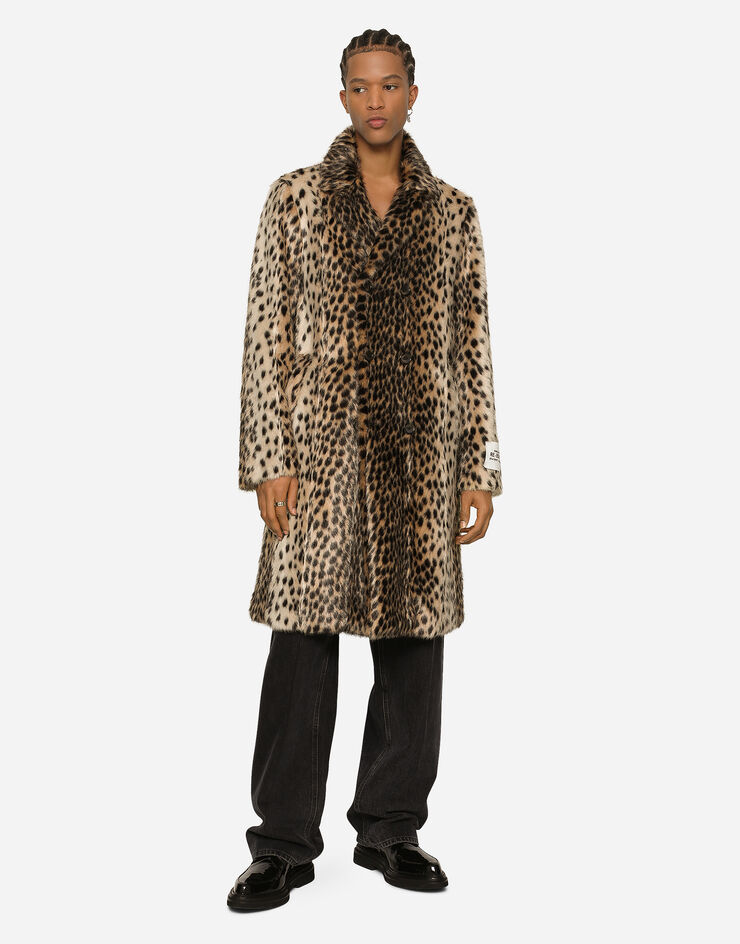 Dolce&Gabbana Lynx-effect jacquard faux fur coat Multicolor G038TTFJPAF