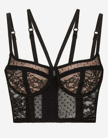 Dolce & Gabbana Lace lingerie bustier with straps Black F29XTTFUWD6