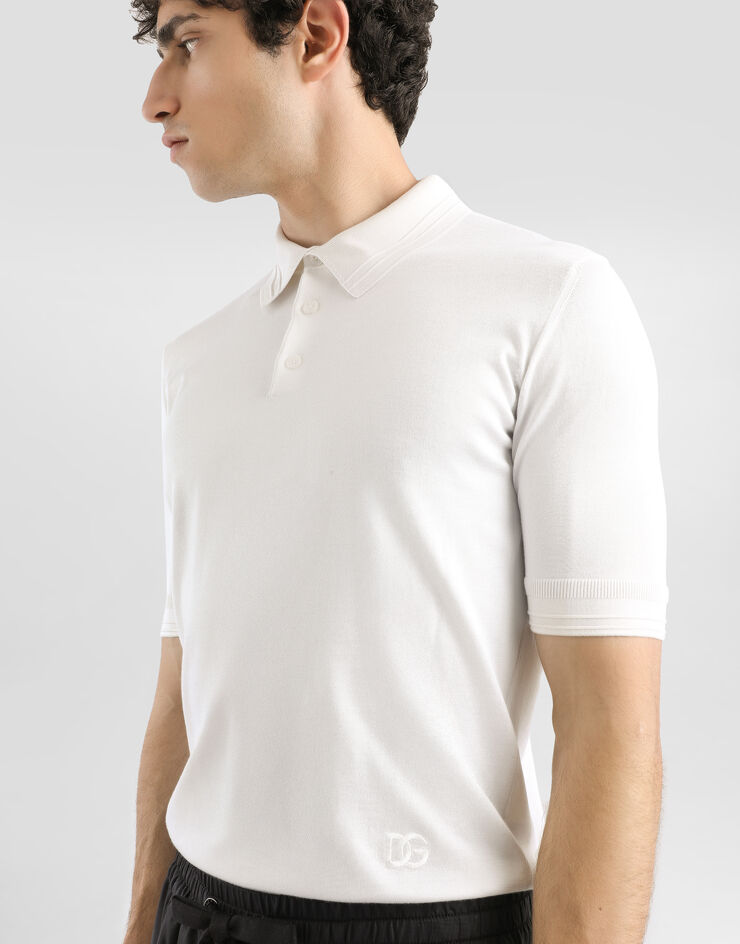 Dolce & Gabbana Satin silk polo shirt White GXZ02ZJBSLV