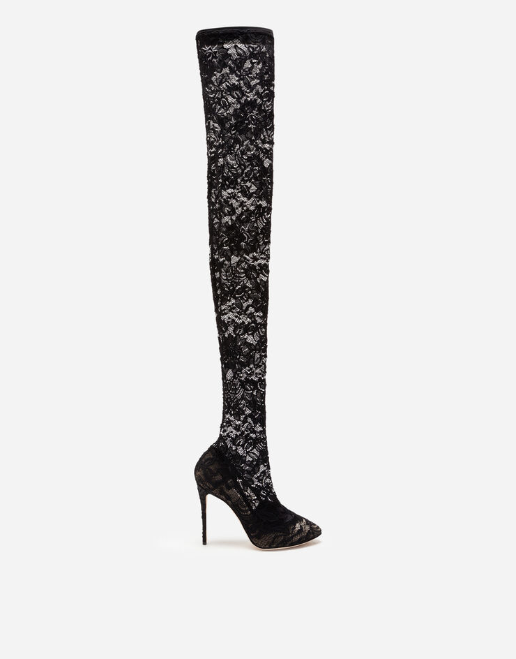 Dolce & Gabbana Stretch lace and gros-grain boots BLACK CU0419AG690