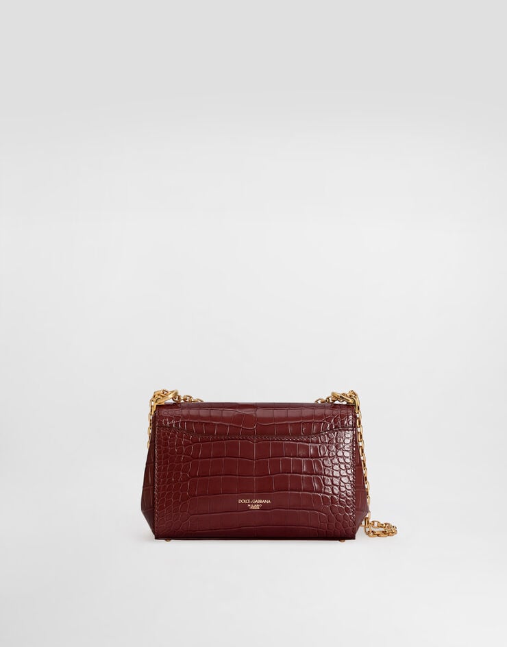 Dolce & Gabbana Bolso City Mini Marlene de caimán brillante Burdeos BB7766A2R08