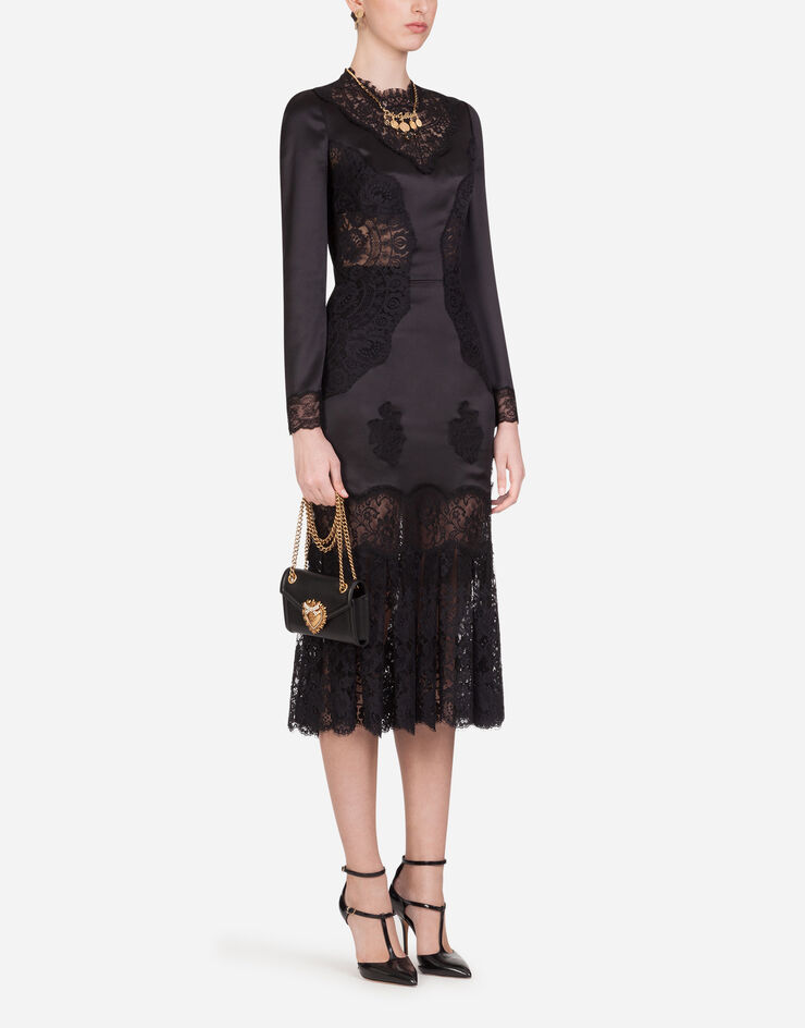 Dolce & Gabbana Lace and satin midi dress Noir F6E8WTFURAG