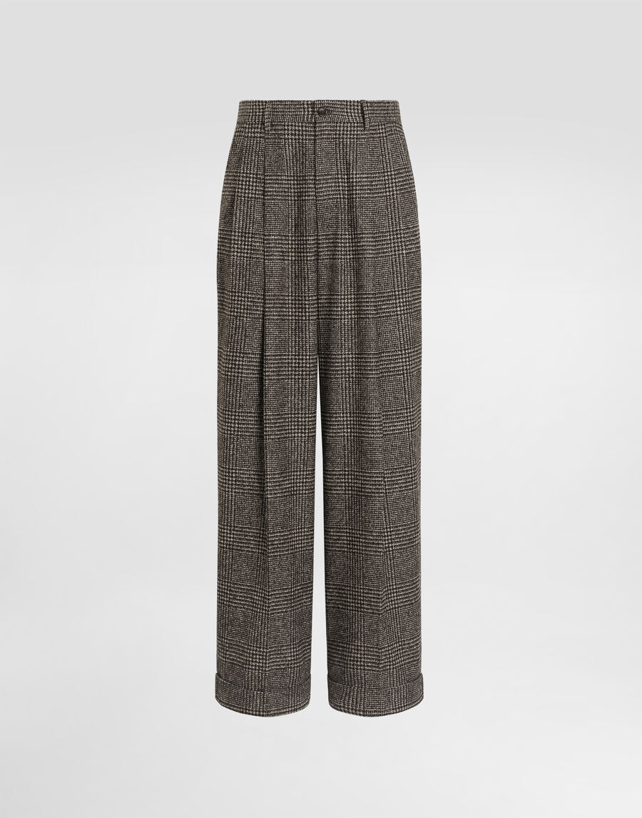 Alpaca blend glen plaid trousers