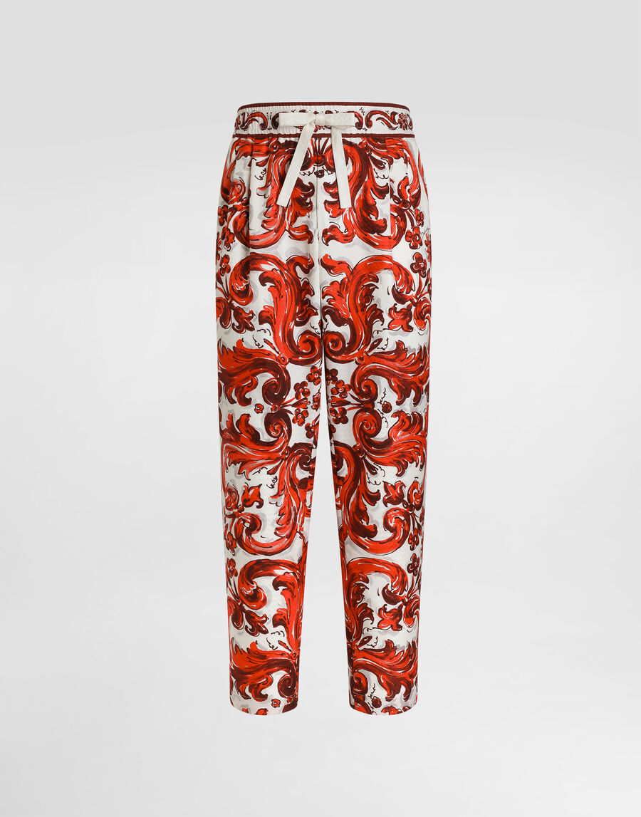 Majolica-print jacquard jogging trousers