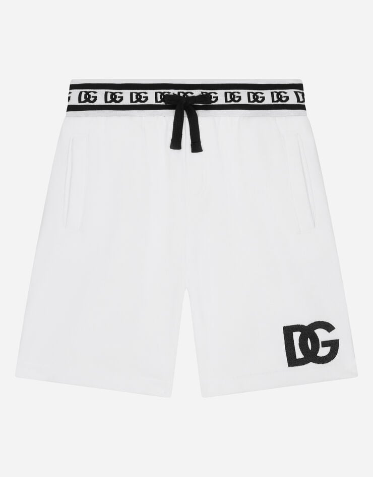 Dolce & Gabbana Bermuda de jogging en jersey à logo DG brodé Blanc L4JQP0G7IJ8