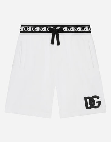 Dolce & Gabbana Jersey jogging shorts with DG logo embroidery Print L4JQS3HS7NJ