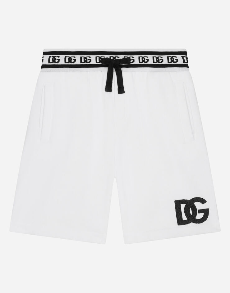 Dolce & Gabbana Jersey jogging shorts with DG logo embroidery White L4JQP0G7IJ8