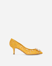 Dolce & Gabbana Lace rainbow pumps with brooch detailing Mustard CQ0023AL198