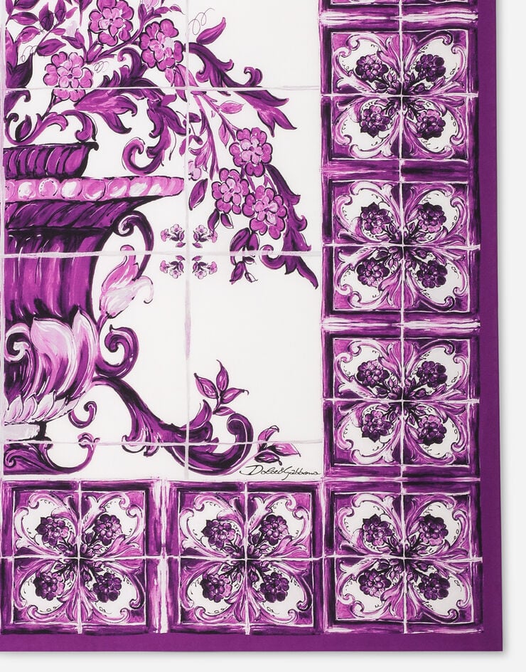 Dolce & Gabbana Majolica-print 90x90 silk twill foulard Print FN090RGDAOZ