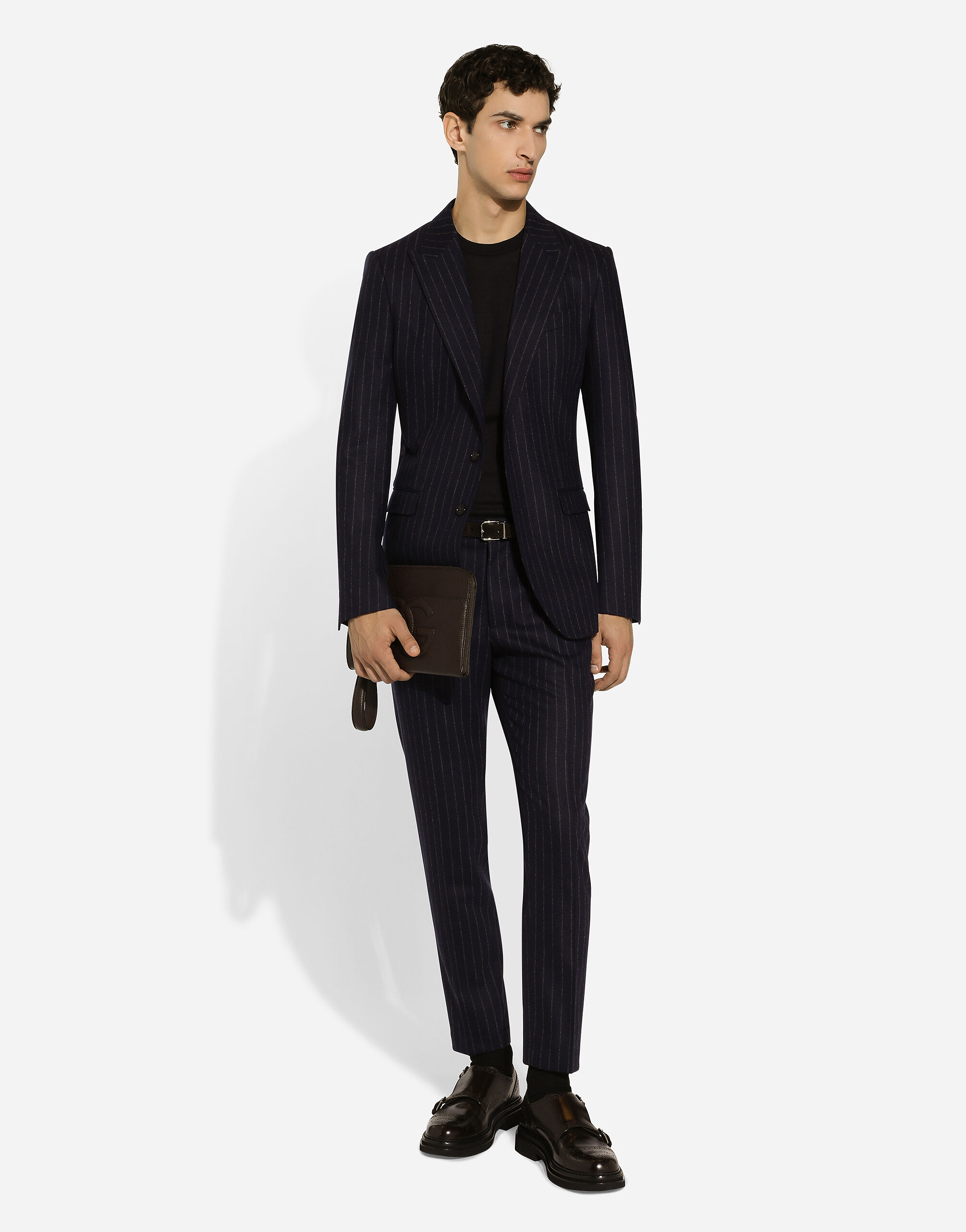 Single-breasted pinstripe flannel Taormina-fit jacket - thumbnail 2