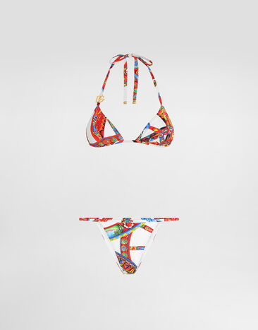Dolce & Gabbana Carretto-print triangle bikini Multicolor O8B76JON0IE