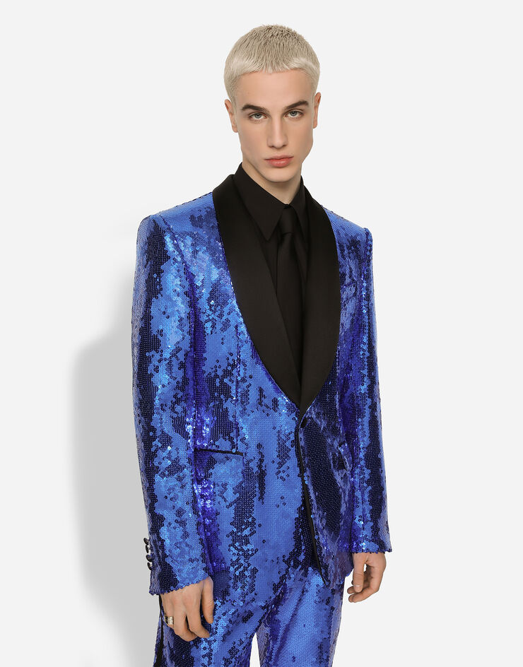 Dolce & Gabbana Abito tuxedo sicilia monopetto in paillettes Multicolore GKOSMTFLSEP