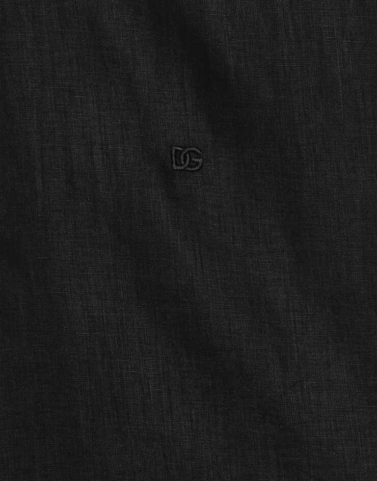 Dolce & Gabbana Linen canvas shirt with DG embroidery Black G5KE1ZFU4IK