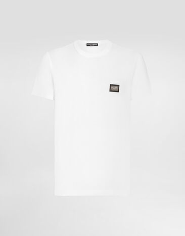 Dolce & Gabbana Cotton T-shirt with branded tag White G8PT1TG7F2I