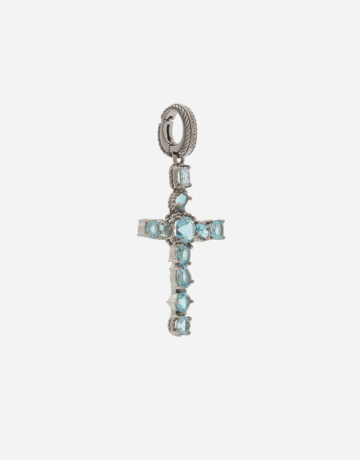 Dolce & Gabbana Anna charm in white gold 18kt with light blue topazes White WAQA8GWTOLB
