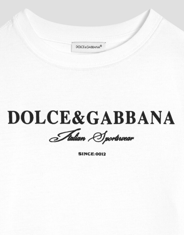 Dolce & Gabbana Short-sleeved jersey t-shirt with Dolce&Gabbana print White L4JTHUG7PBN