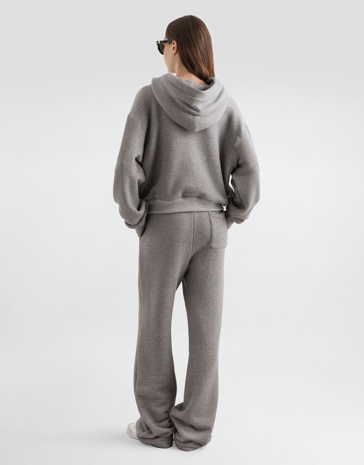 Dolce & Gabbana Fleece trousers with patch embroidery Grey FTC91ZGDDME