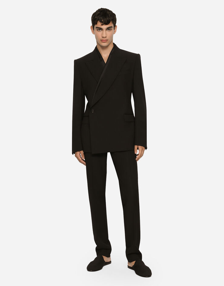 Dolce & Gabbana Tailored double-breasted stretch wool Sicilia-fit jacket Black G2RR6TFUBFW