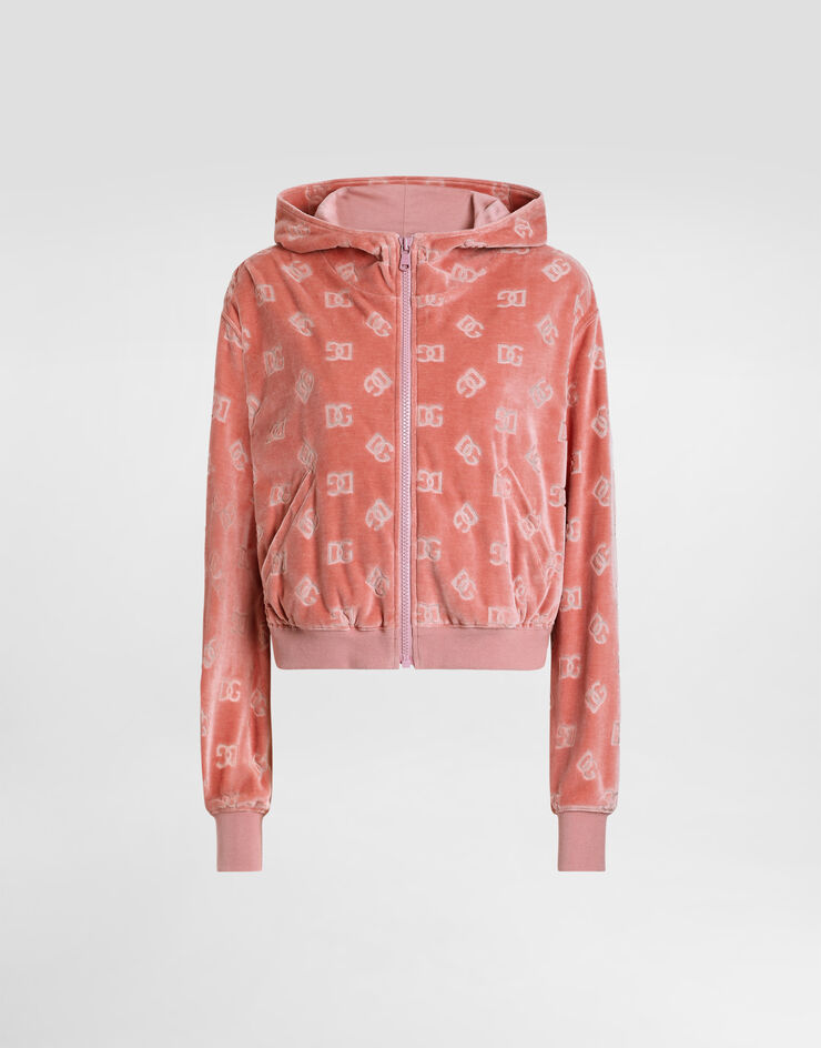 Dolce & Gabbana هودي جاكار شينيل بشعار DG Pink F9S15TFJ7DL
