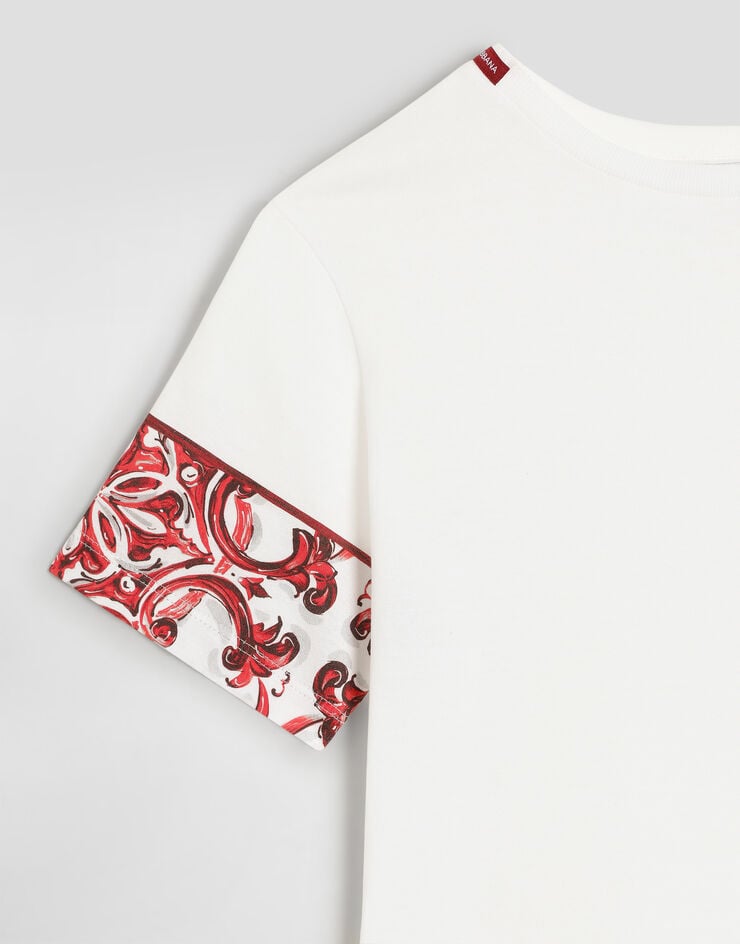 Dolce & Gabbana T-shirt en jersey à imprimé majolique Dolce & Gabbana T-shirt en jersey à imprimé majolique White L4JTKHG7P5D