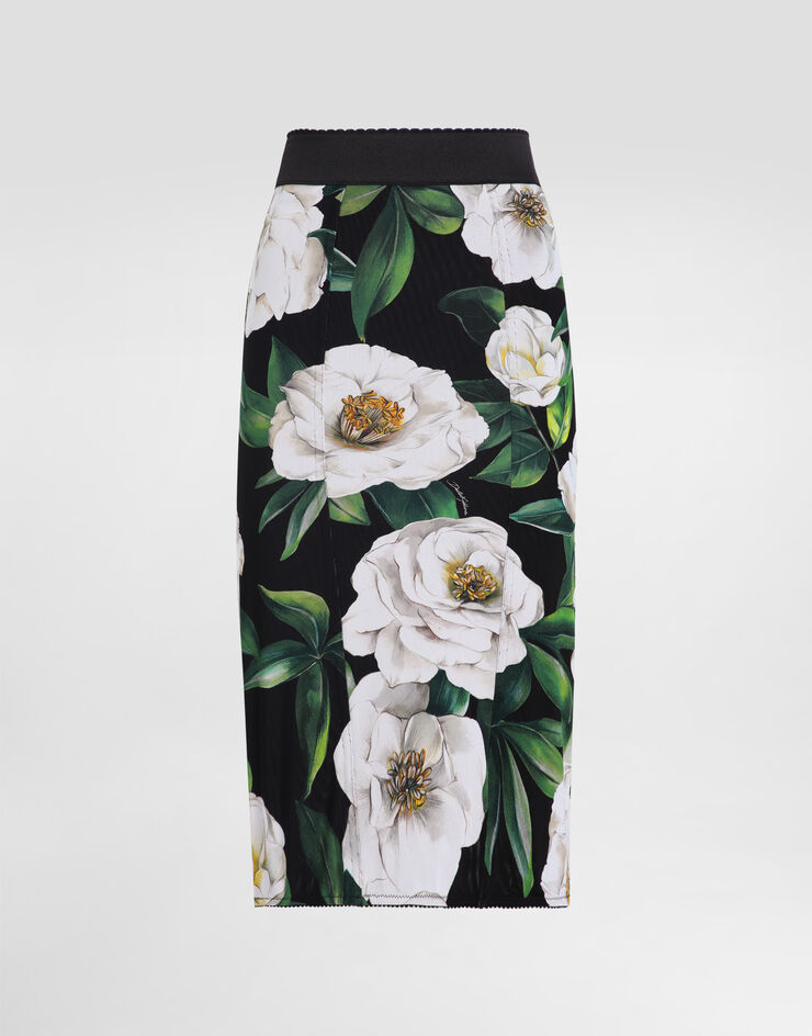 Dolce & Gabbana تنورة أنبوبية مرنة بطول للربلة وطبعة غاردينيا مطبعة F4CWKTFSSK2