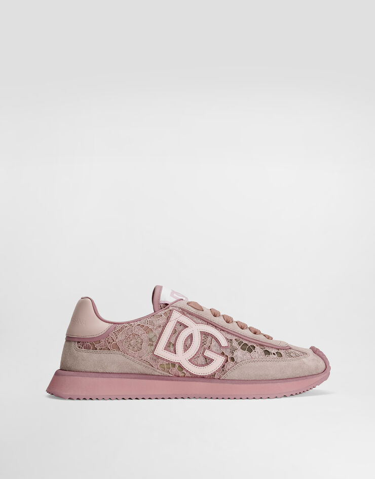 Dolce & Gabbana DG Cushion sneakers in lace and calfskin Multicolor CK2340A9AC2