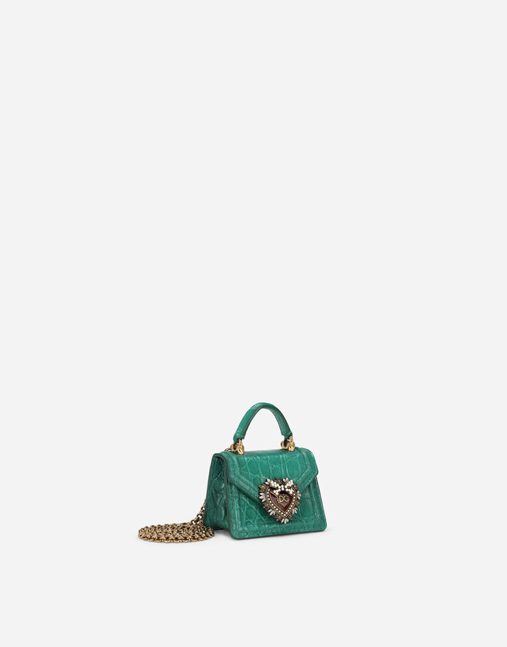 Dolce & Gabbana Devotion micro bag in crocodile flank leather ЗЕЛЕНЫЙ BI1400A2V87