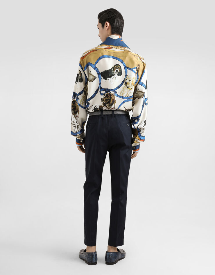 Dolce & Gabbana Silk shirt with dog print Print G5IF1THI1VU