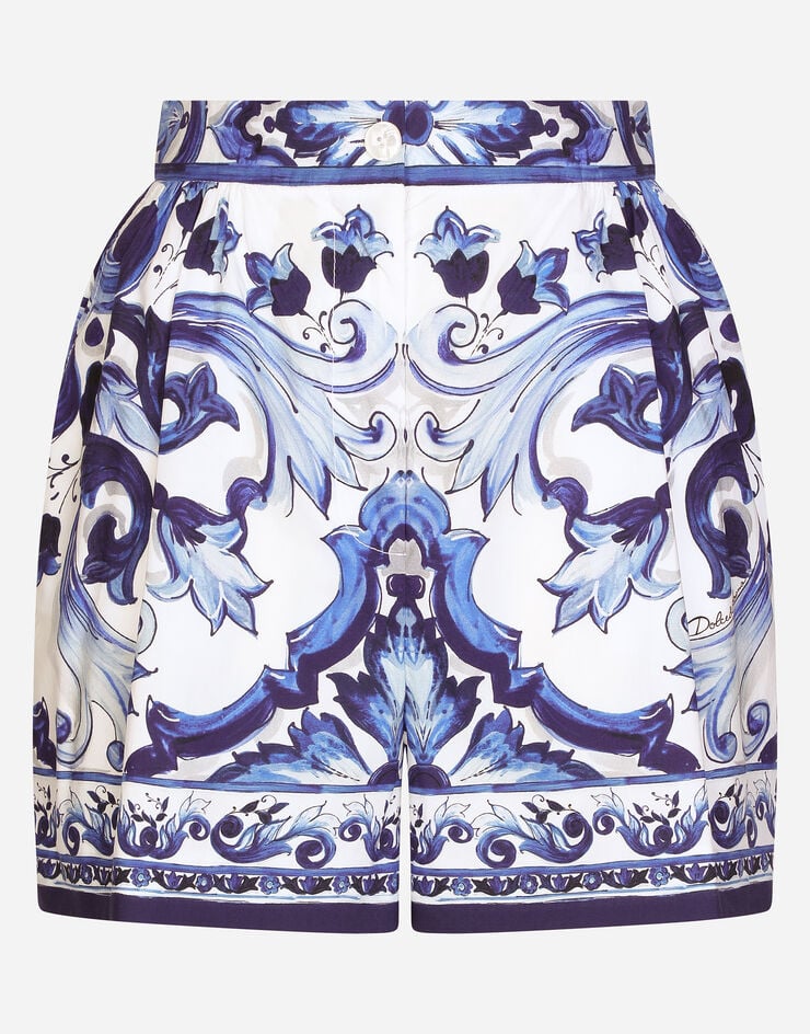 Dolce&Gabbana Short en popeline à imprimé majoliques Multicolore FTAL1THH5AS