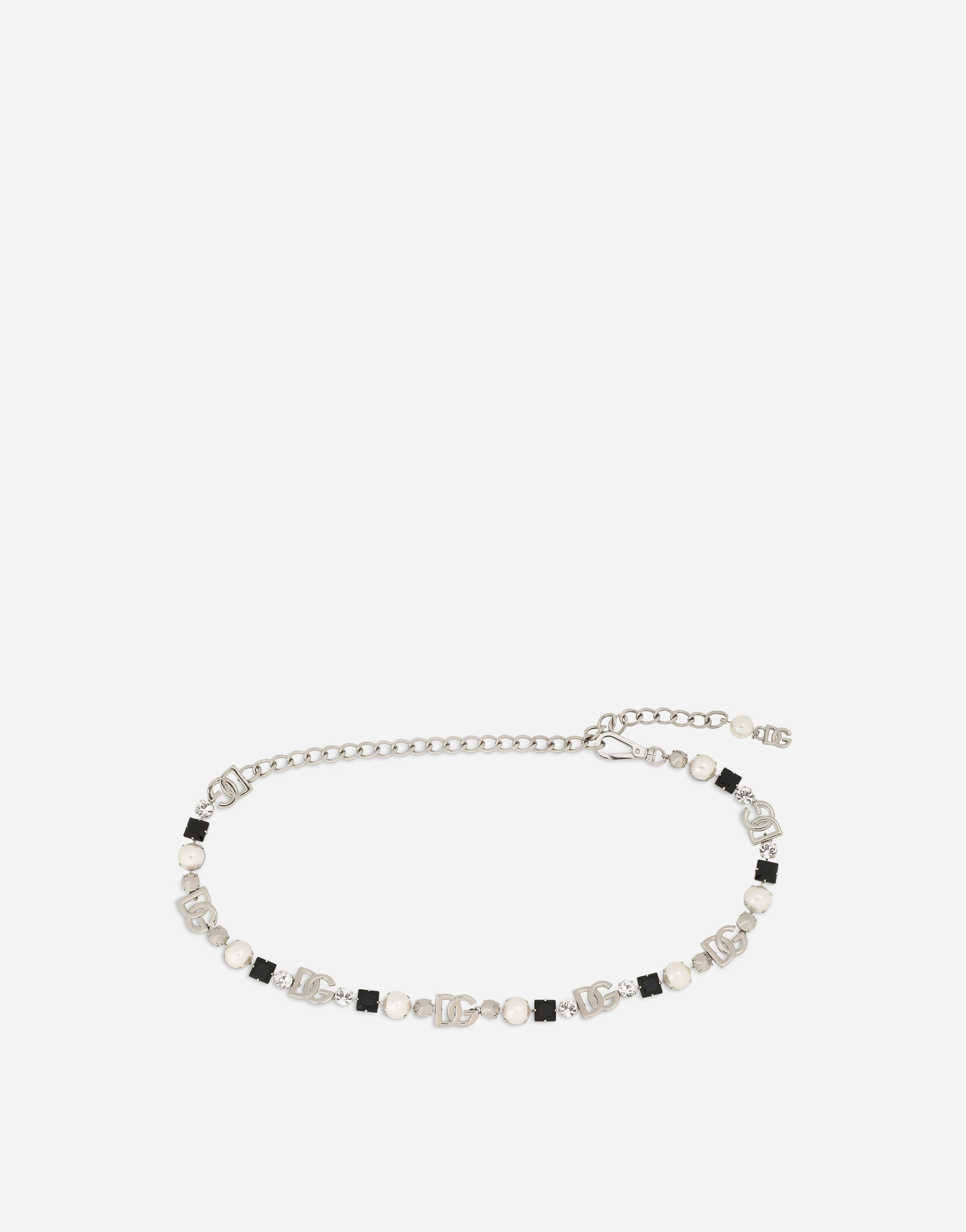Belt with rhinestones and DG logo in Silver for Women